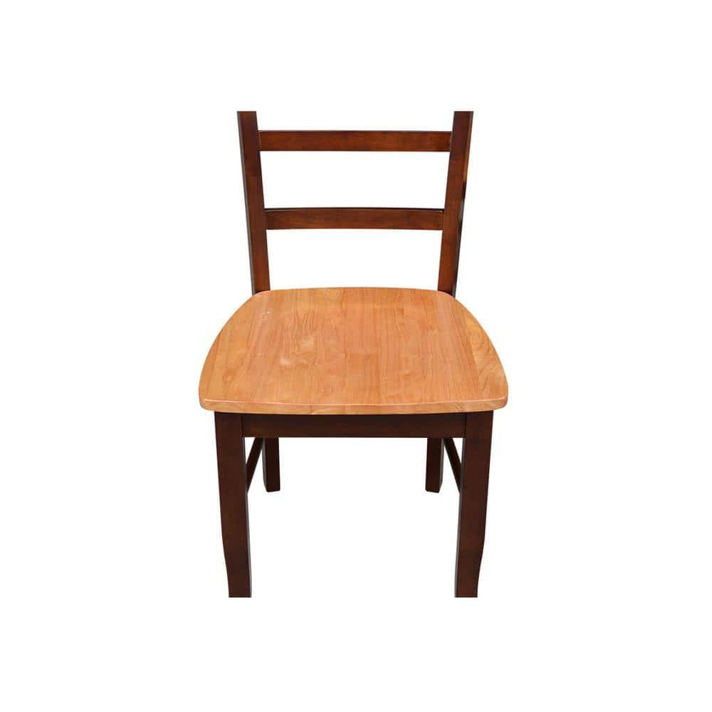 International Concepts Set of 2 Madrid Ladderback Chairs Cinnamon/Espresso: Hardwood Frame, Spot Clean, No Arms