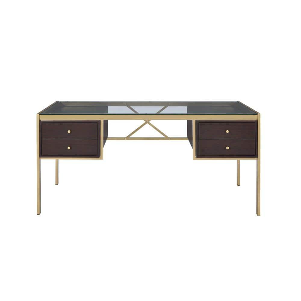 Everly Quinn Solid Wood Top Metal Base Writing Desk