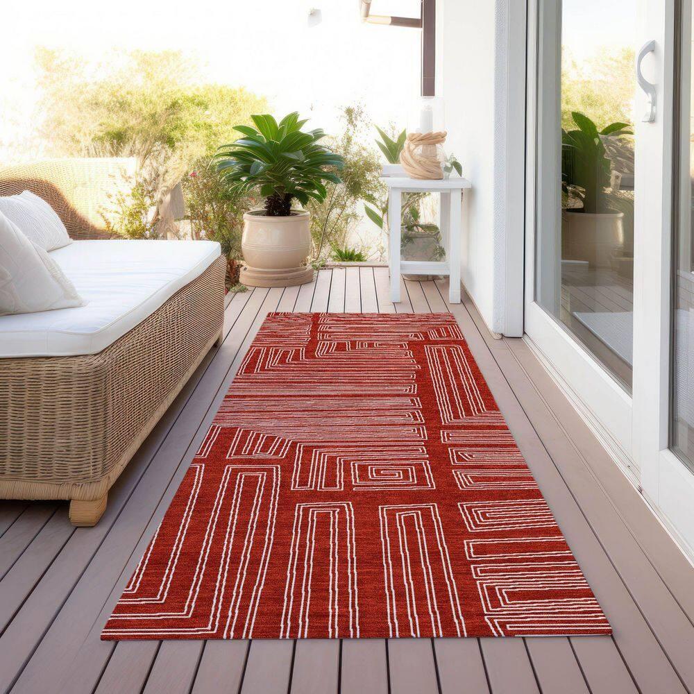 Machine Washable Indoor/Outdoor Chayden ACN1045 Red Rug
