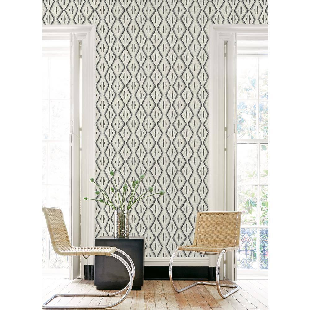 Modern Heirloom White and Black Vinyl Peel and Stick Wallpaper
