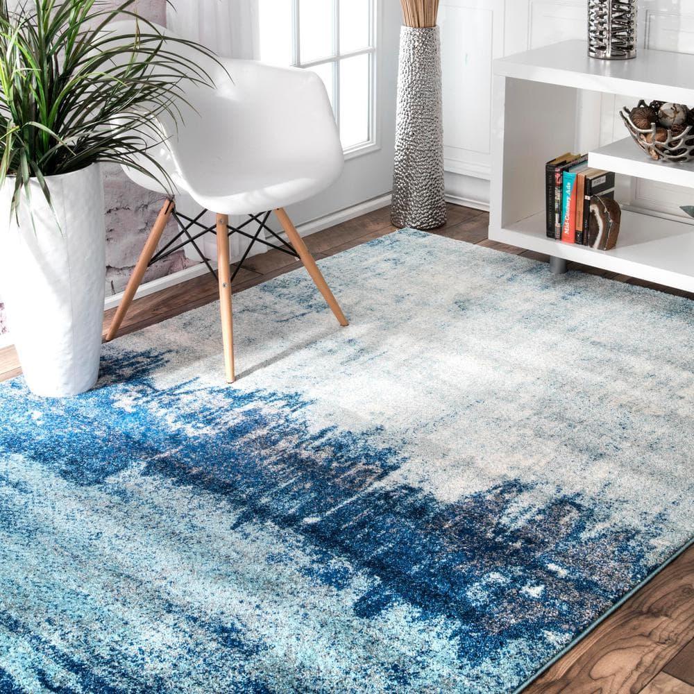 Nuloom Alayna Abstract 3x5 Accent Indoor Area Rug for Living Room Bedroom Dining Room Entryway Kitchen, Blue/Ivory