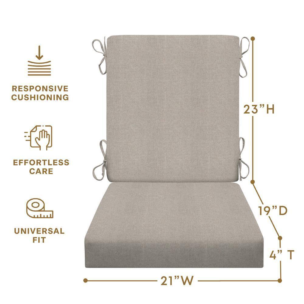 Heathered Solid Taupe Outdoor Highback Dining Chair Cushion