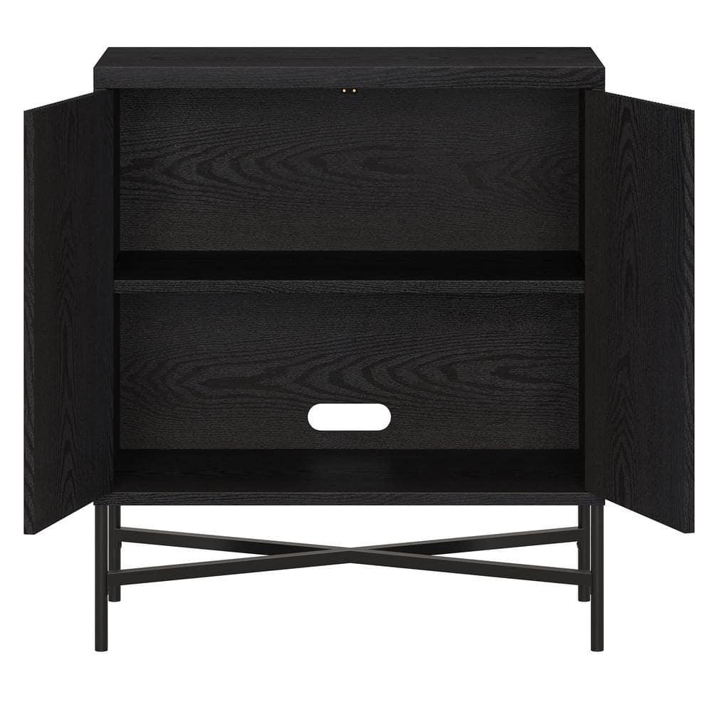 Evelyn&Zoe Brighton 28" Wide Rectangular Accent Cabinet, Black Grain