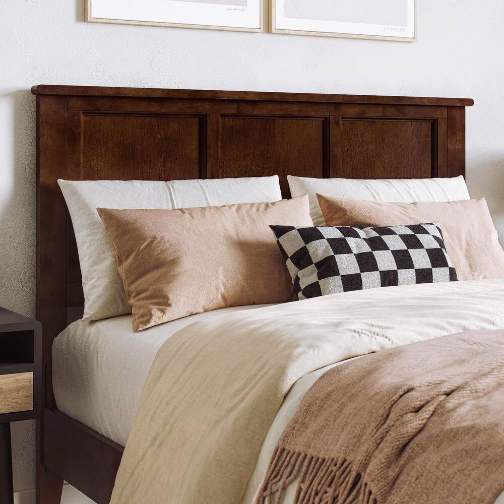 AFI Charlotte Full Solid Wood Low Profile Platform Bed, Walnut