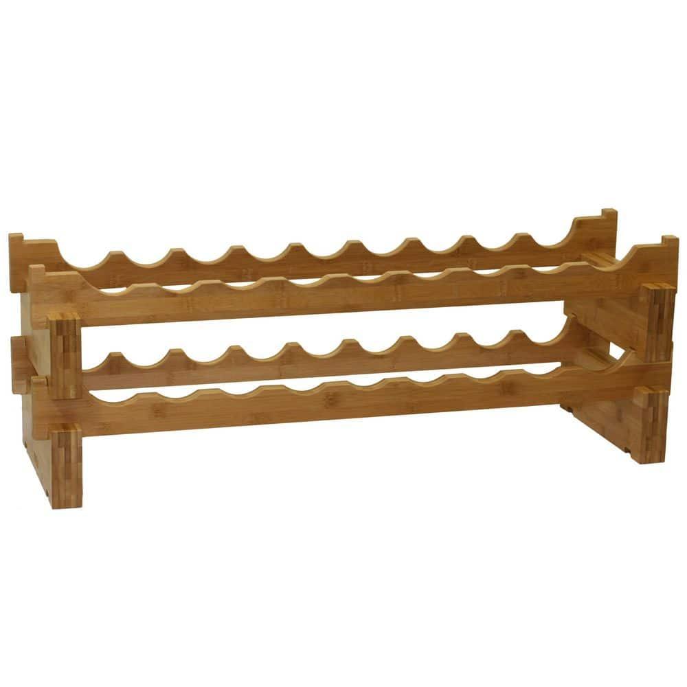 Ocean Star International Solid Wood Floor Wine Bottle Rack in Natural