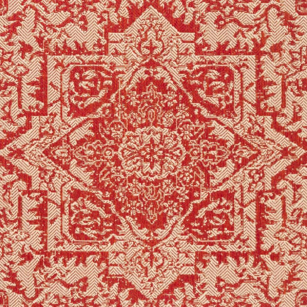 Beach House BHS139 Power Loomed Indoor/Outdoor Area Rug - Red/Creme - 5'3"x7'6" - Safavieh