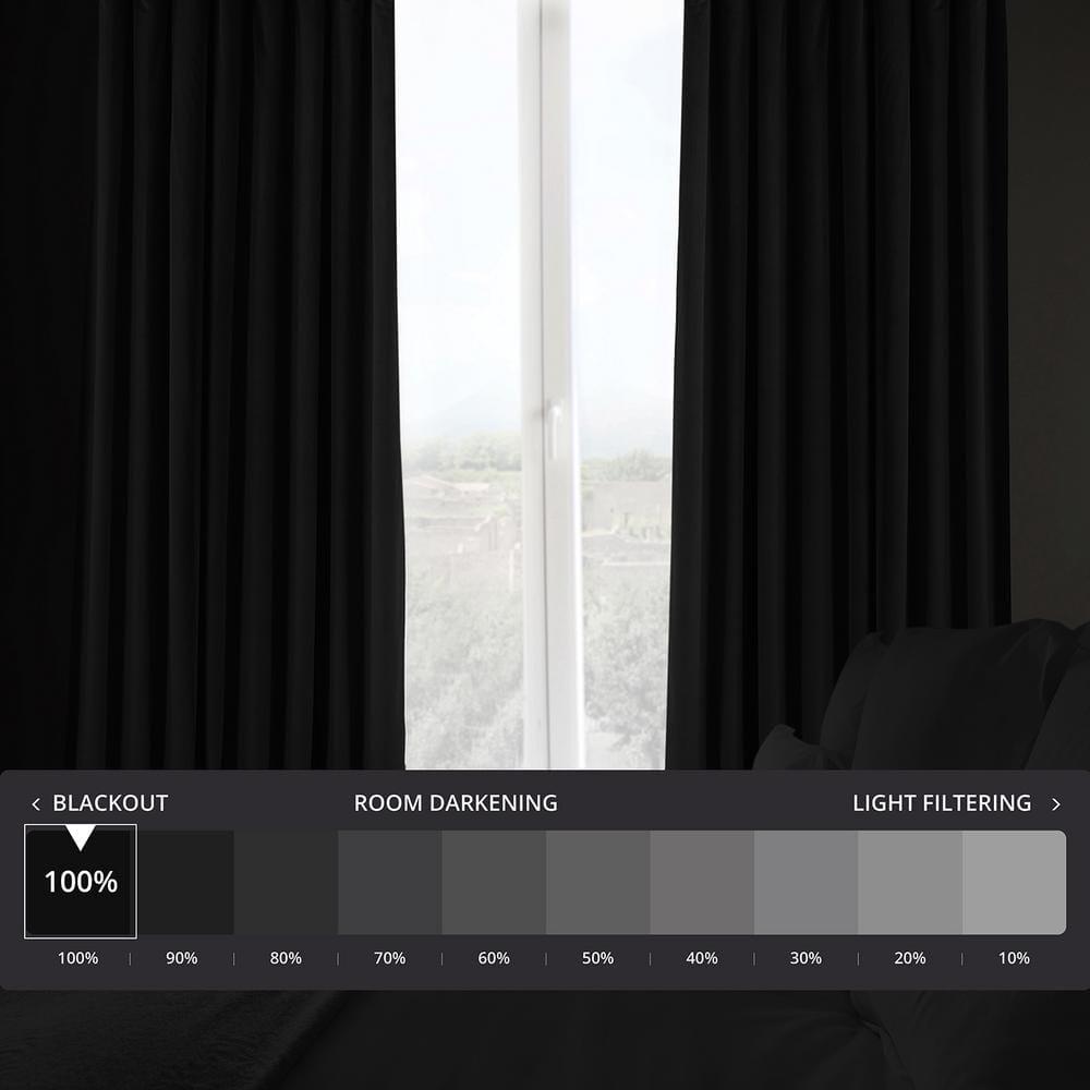 Half Price Drapes Signature Black Extra Wide Velvet Blackout Curtains (1 Panel), 100WX96L