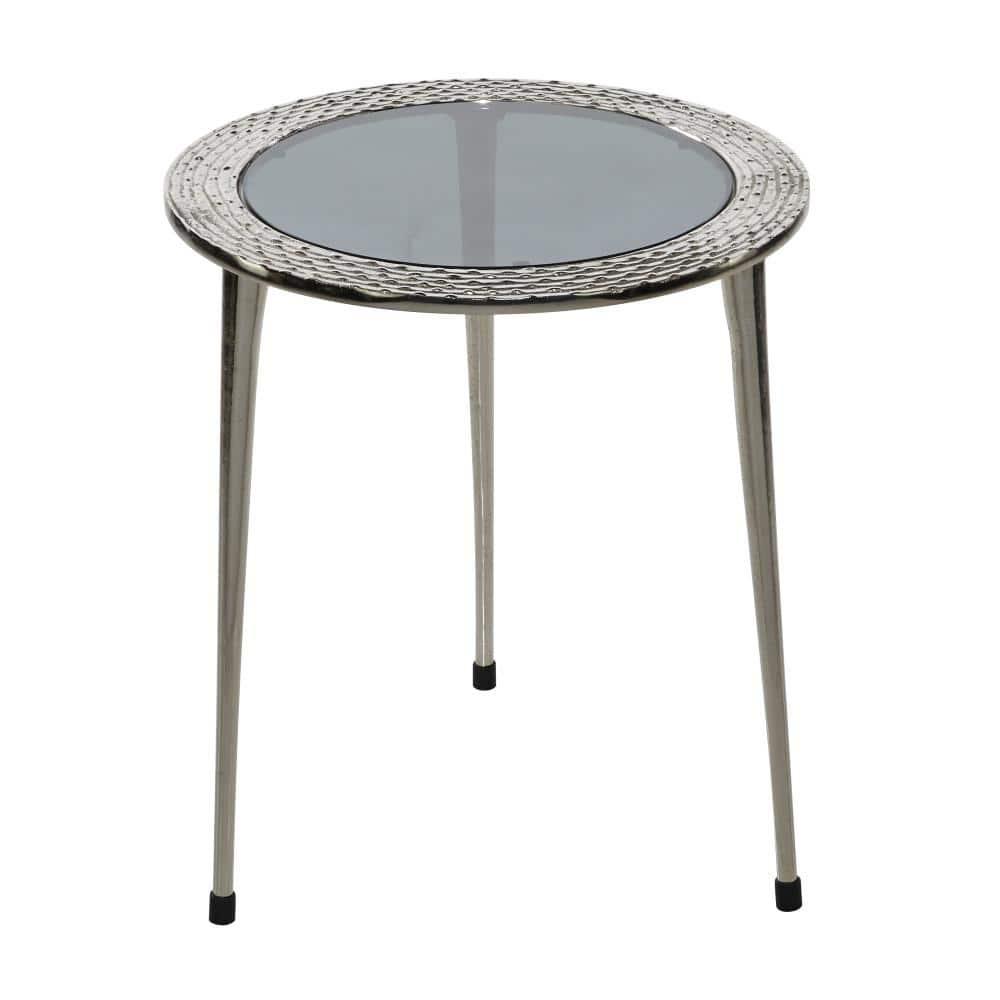 DecMode 22" x 19" Silver Aluminum Contemporary Accent Table