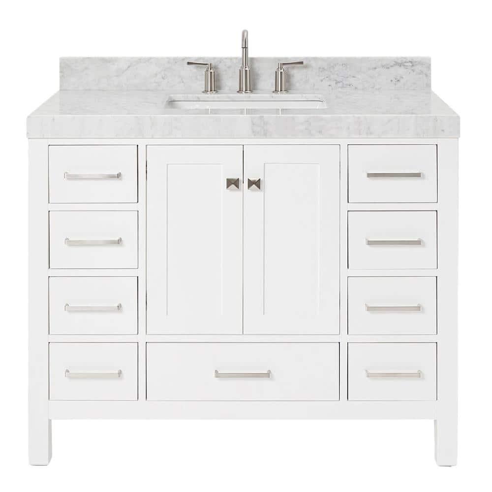 Cambridge 42'' Single Bathroom Vanity with Carrara Marble Top