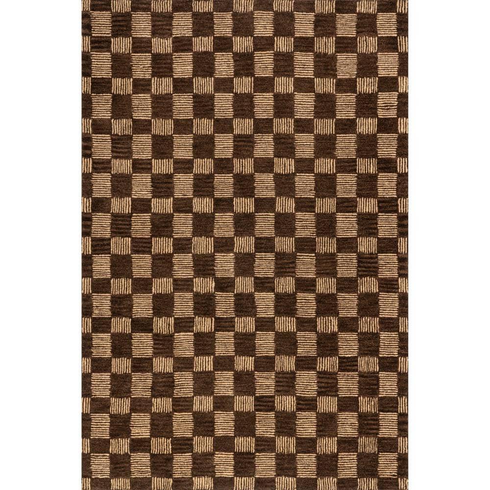 Nuloom Quince Checkered Wool Area Rug, 4' x 6', Brown
