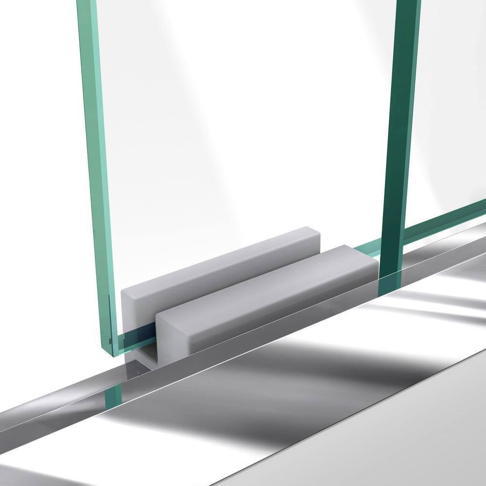 DreamLine Duet 30 in. D x 60 in. W x 74 3/4 in. H Semi-Frameless Bypass Shower Door in Brushed Nickel and Left Drain White Base