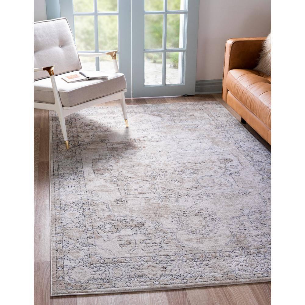 Cozy Haven Geometric Gray & Ivory 8' x 10' Synthetic Rug