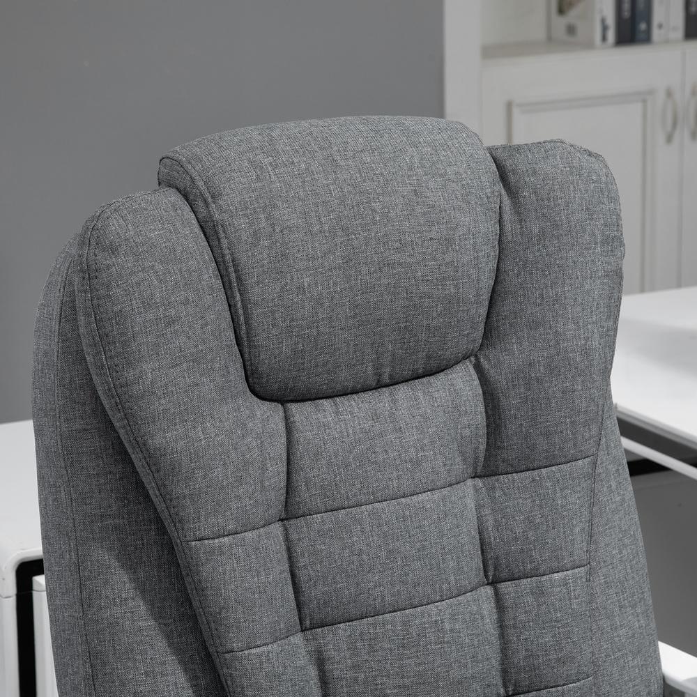 Vinsetto High-Back Executive Office Chair with Footrest, Linen-Fabric Computer Chair with Padded Armrests, Gray