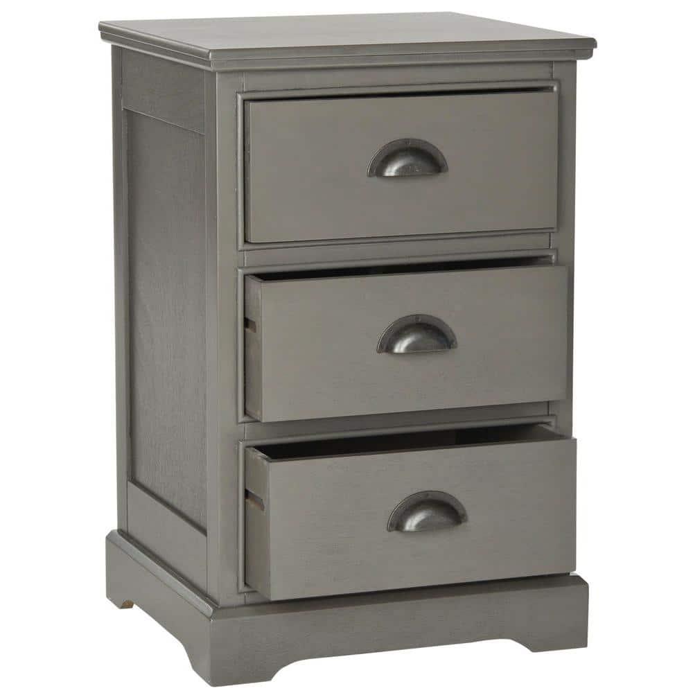 Griffin 3 Drawer Side Table - Grey - Safavieh.