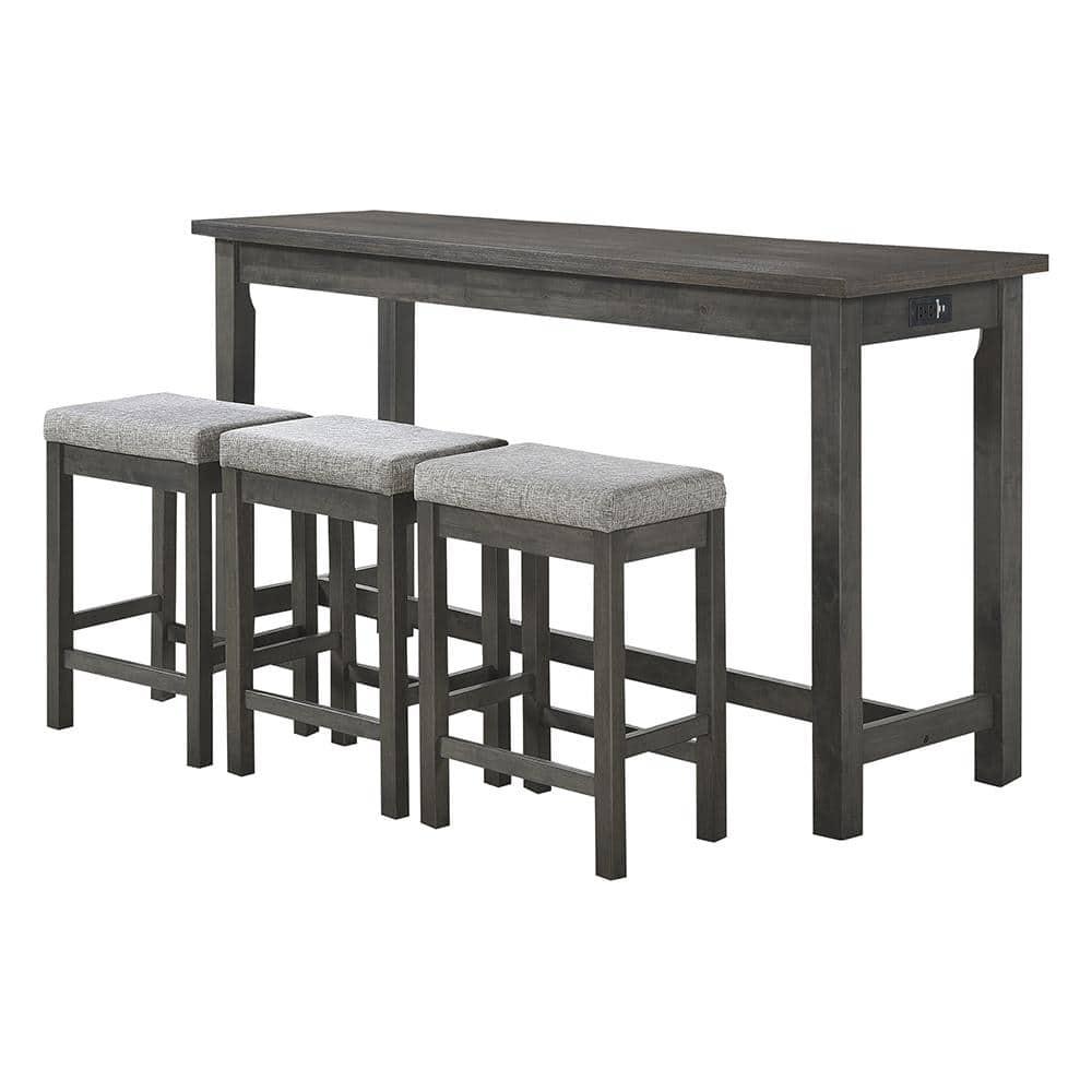 Lexicon Connected 4 Piece Wood Counter Height Dining Set in Brownish Gray