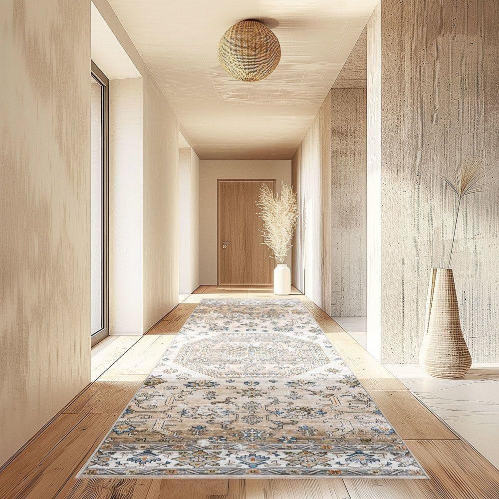 Nuloom Darby Persian Spill Proof Treated Pet Friendly Premium Machine Washable Area Rug, 6' x 9', Beige