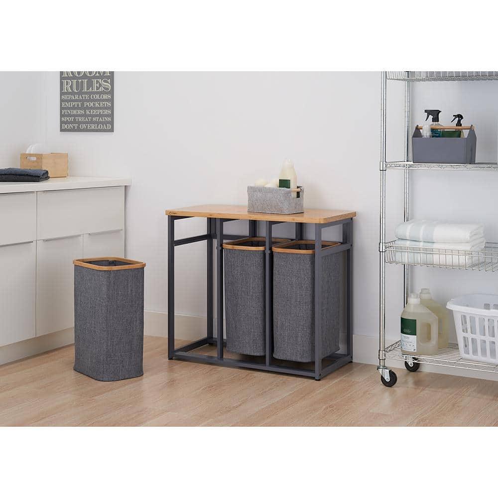 Trinity TRINITY 36 in. H x 30.7 in. H in. x 17.3 in. H Wood (Bamboo) 3-Bag Laundry Sorter