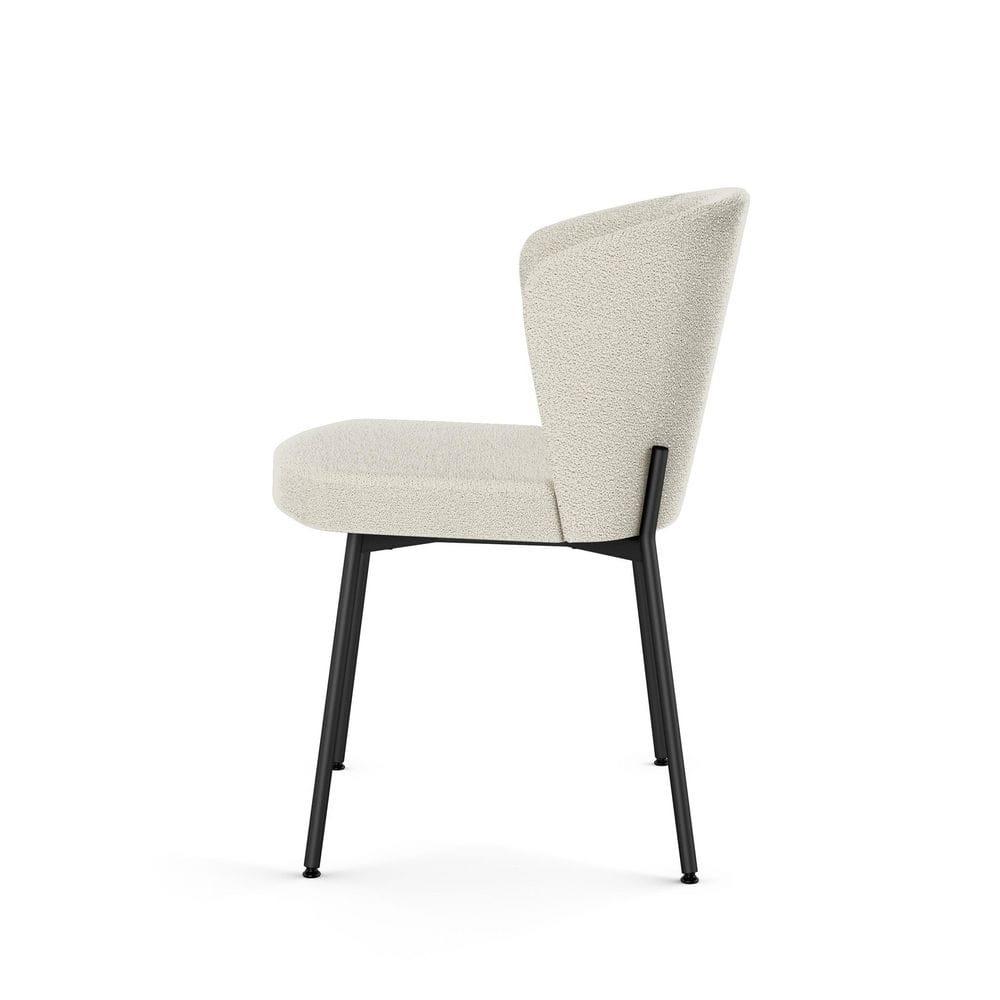 Amisco Camilla Dining Chair - Cream Bouclé Polyester / Black Metal