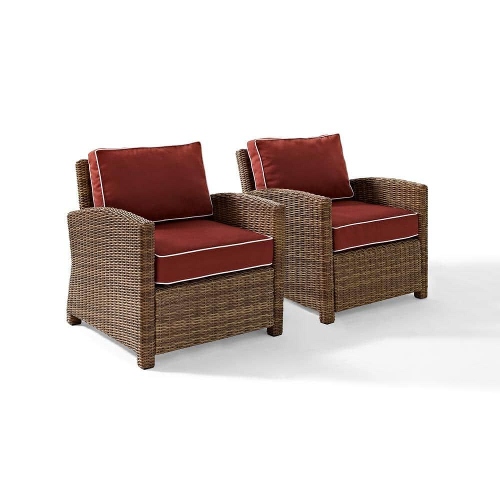 Bradenton 2pk Outdoor Wicker Chair Set - Sangria - Crosley: Steel Frame, UV & Weather-Resistant Patio Accent Chairs