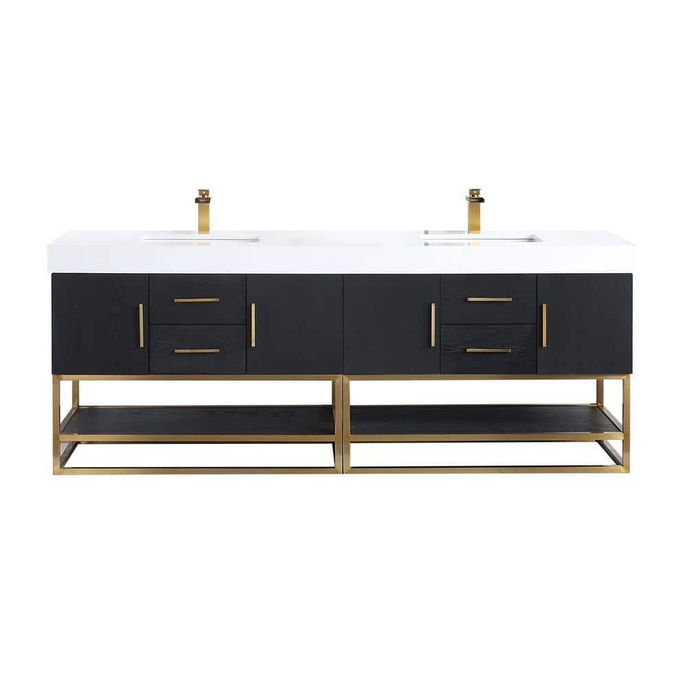 Altair Design Bianco 4-Drawer Composite Stone & Wood Vanity in Black Oak/White