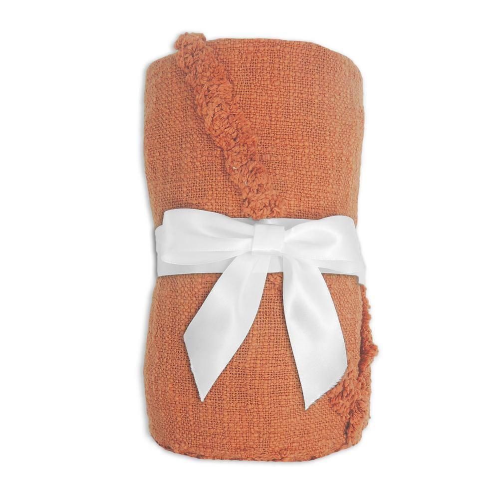 Evette Rios Sierra Handmade Woven Solid Color Fringed 100% Cotton Throw Blanket