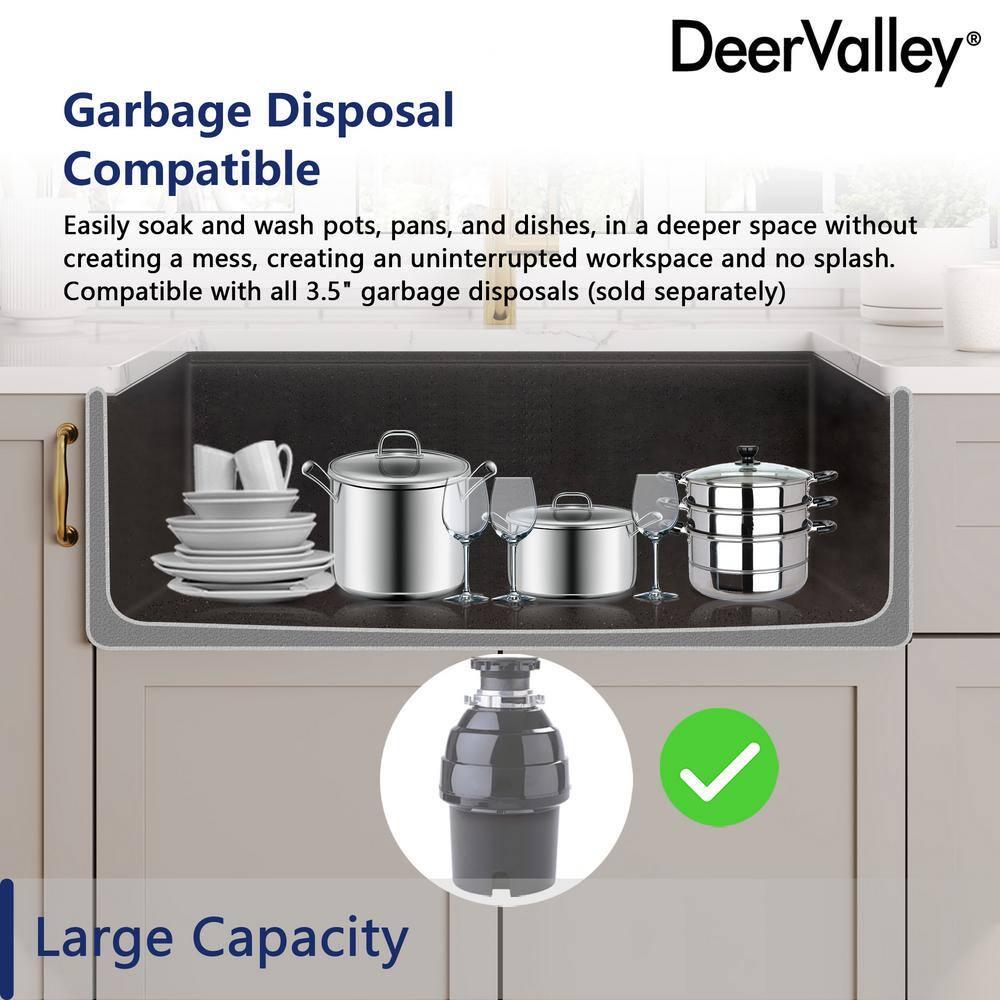 30-inch L Single Bowl Concrete Workstation Farmhouse Kitchen Sink Large Capacity Deep Dual Mount with Accessories