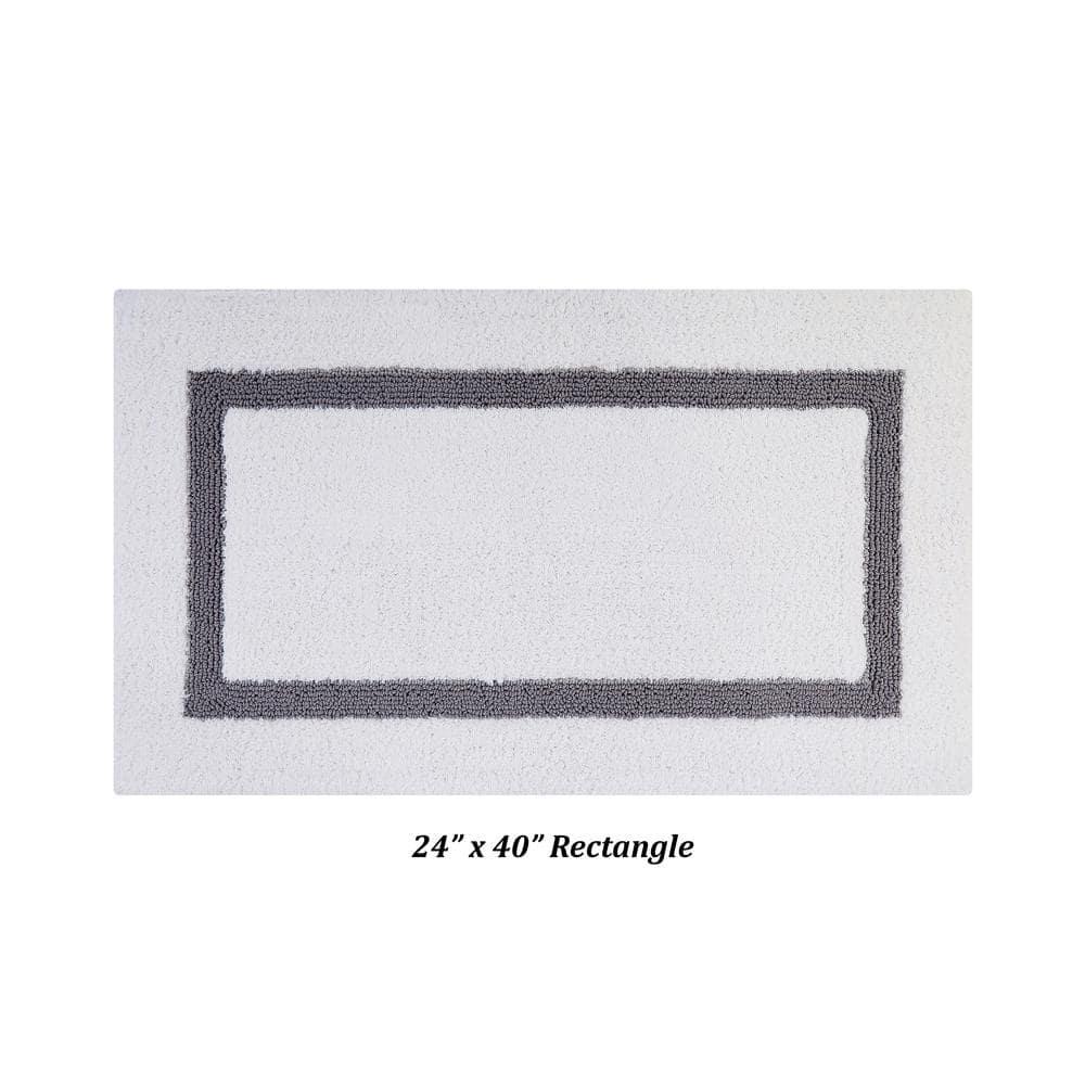 24"x40" Hotel Collection Bath Rug White/Gray - Better Trends: Cotton, Tufted, Machine Washable