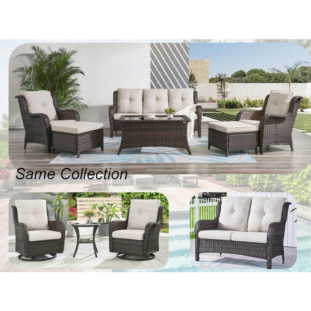 Pocassy  Outdoor Wicker Glider Swivel Club Chairs (Set of 2) Brown/Grey