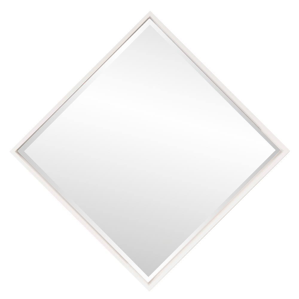 Tyler Dillon White Square Mirror with Shadowbox Style Wood Frame - 40" x 40"
