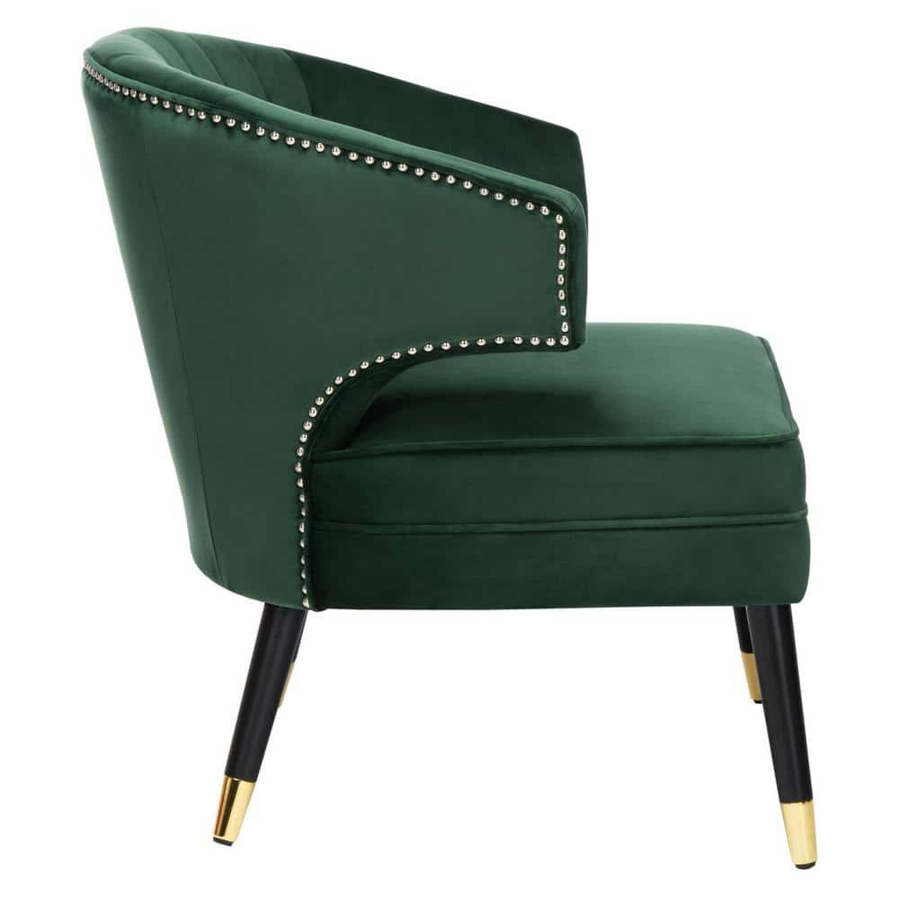 Stazia Wingback Accent Chair - Forest Green/Black - Safavieh