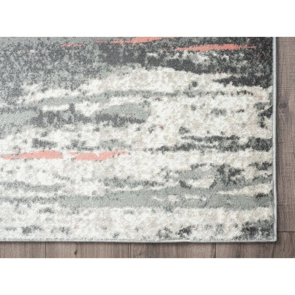 Abani Laguna Grey Pink Drip Lines 4' x 6' 4' x 6'