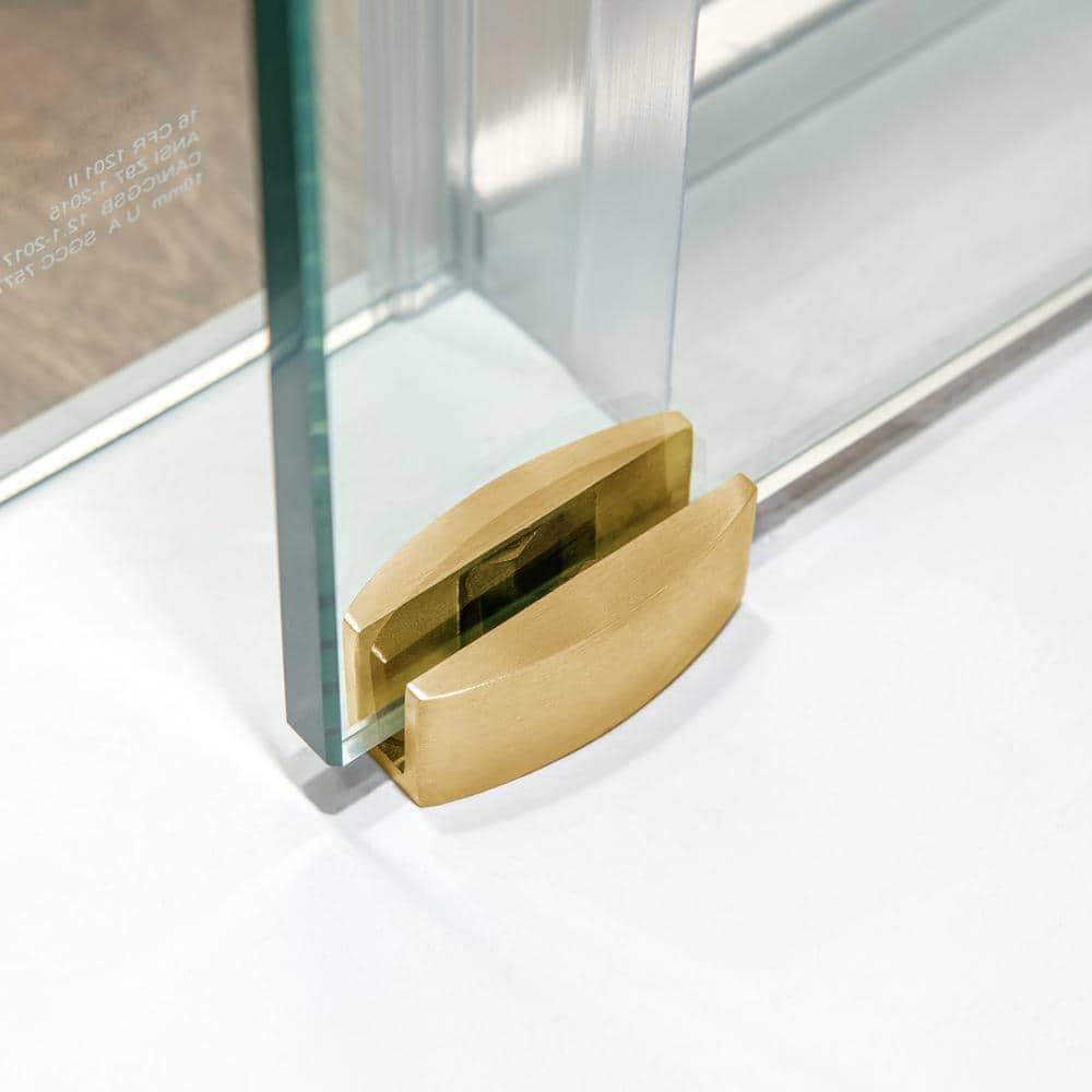 WoodBridge Frameless Single Sliding Shower Doors, 56-60" W X 62" H With 5/16" Clear Tempered Glass And Explosion-Proof Film MSDF6062-BG