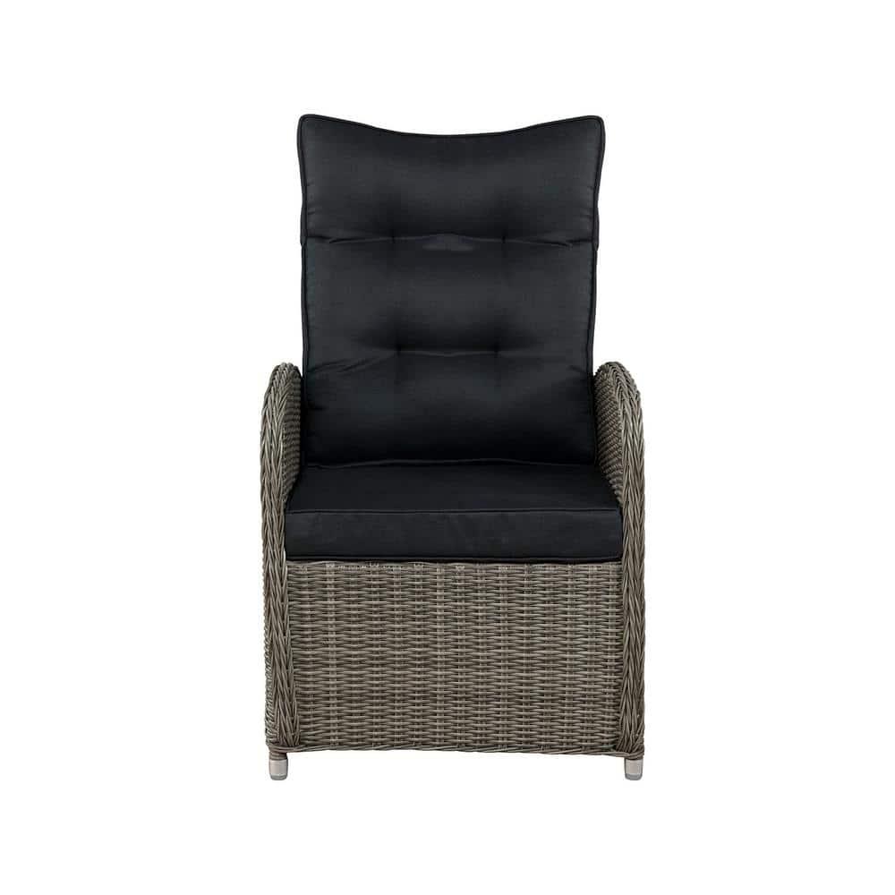 Monaco 2pc Wicker Outdoor Recliner & Ottoman - Gray - Alaterre Furniture: All-Weather, Water-Resistant Patio Set