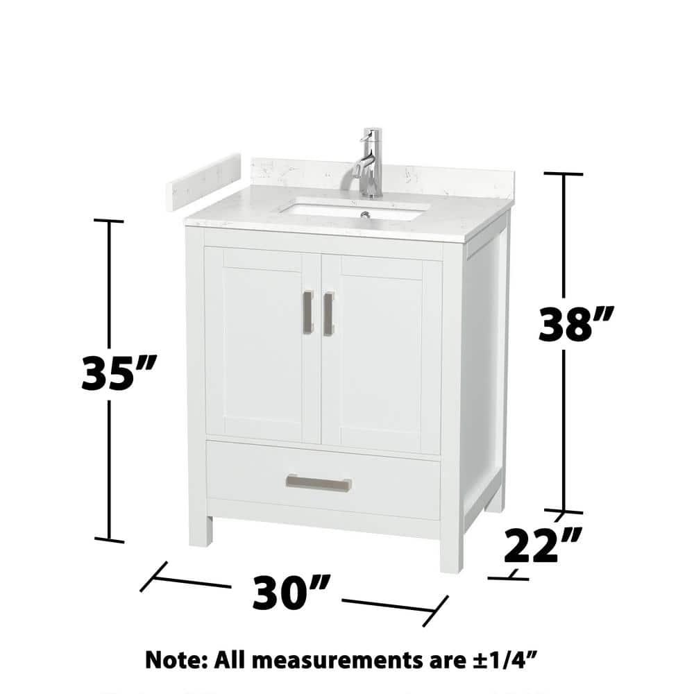 Wyndham Collection Sheffield 30" Freestanding Single Bathroom Vanity with Cultured Marble Top