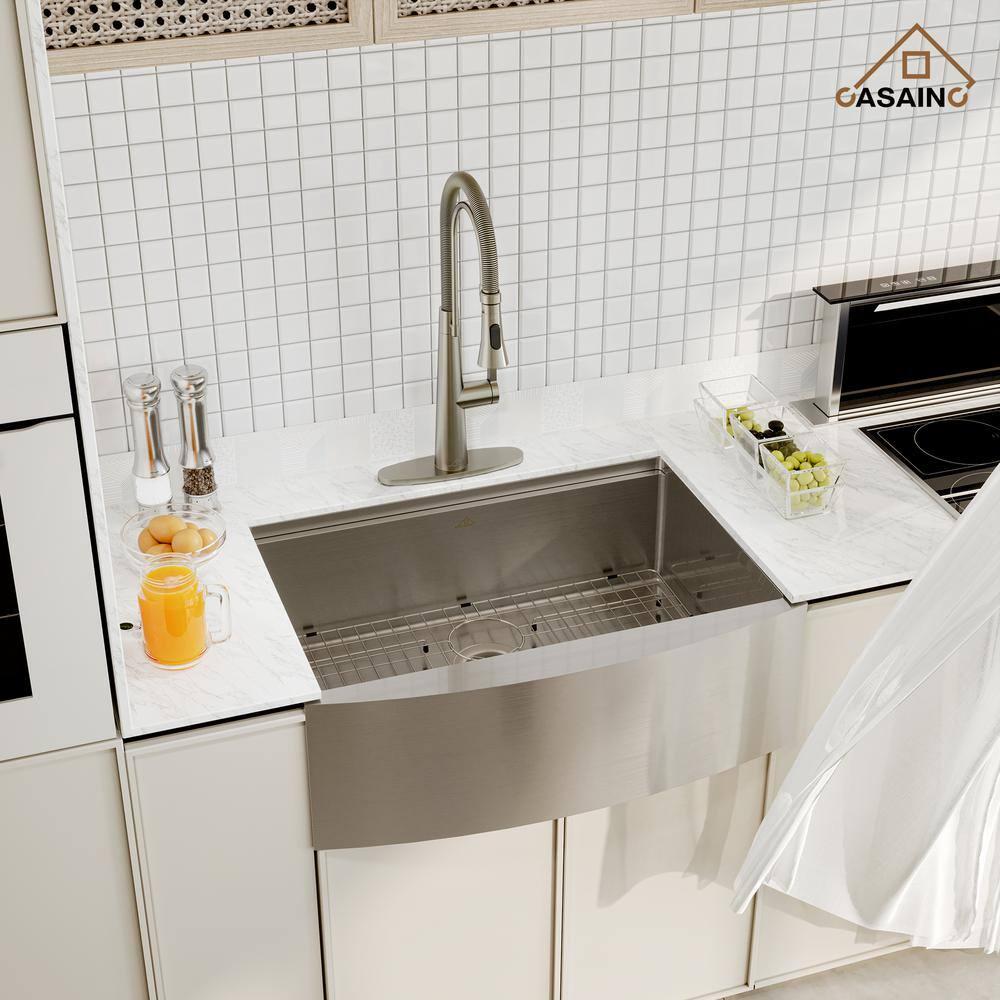 30" L x 22" W Apron Farmhouse Kitchen Sink with Faucet Included