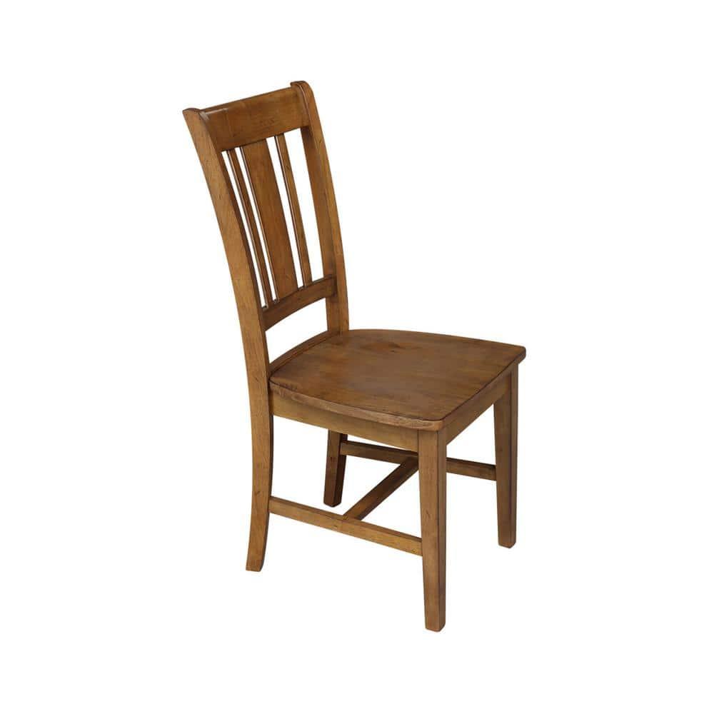 Set of 2 San Remo Splatback Chairs Pecan - International Concepts: Solid Wood, Unupholstered