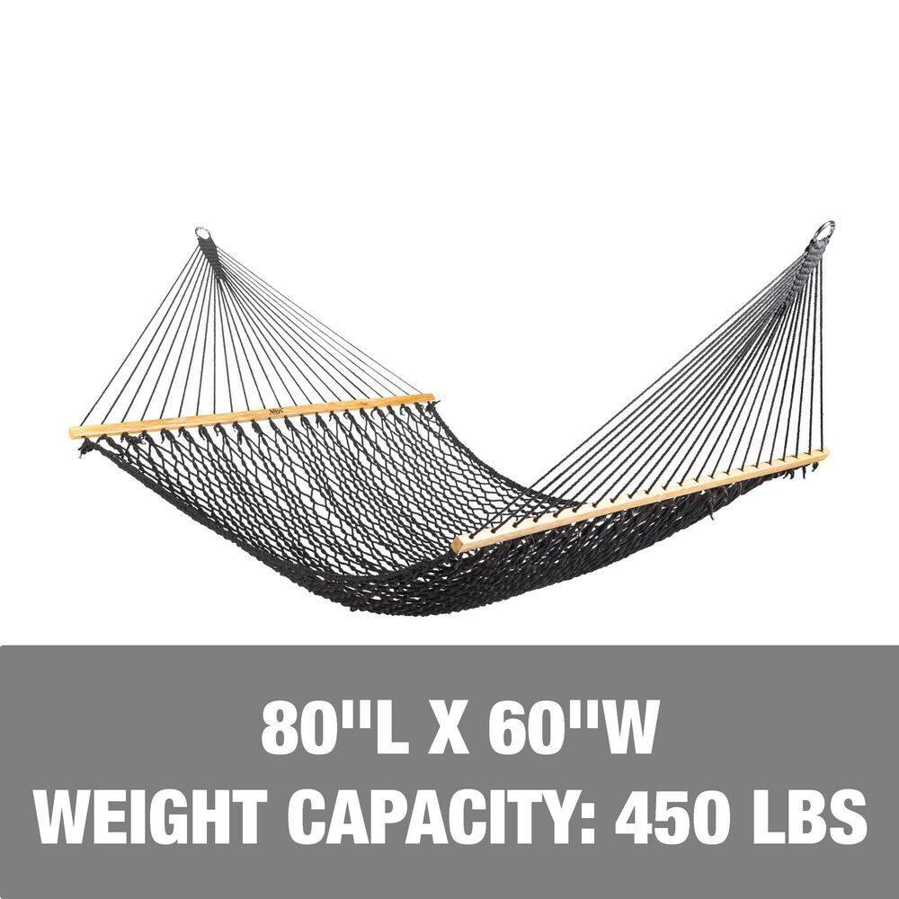 Bliss Hammocks Cotton Rope Hammock W/ Spreader Bar, 60-in. Wide, 450 lb. Capacity - Black