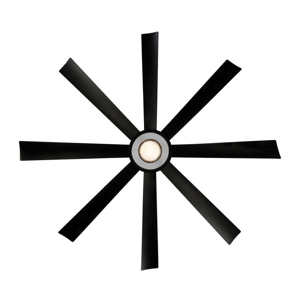 Aura 72" Matte Black Smart Ceiling Fan with Frosted Acrylic Diffuser
