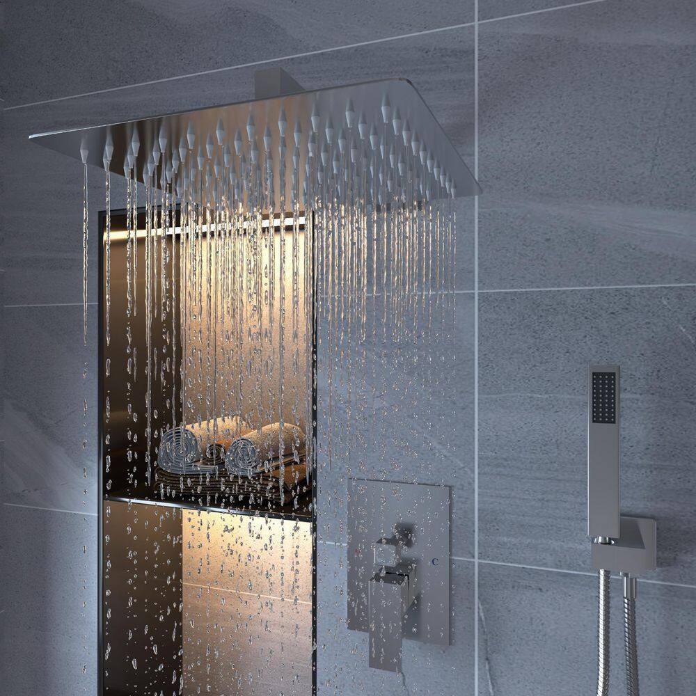 3-Spray Patterns With 2.5 GPM 10 in. Showerhead Wall Mounted Dual Shower Heads With Valve