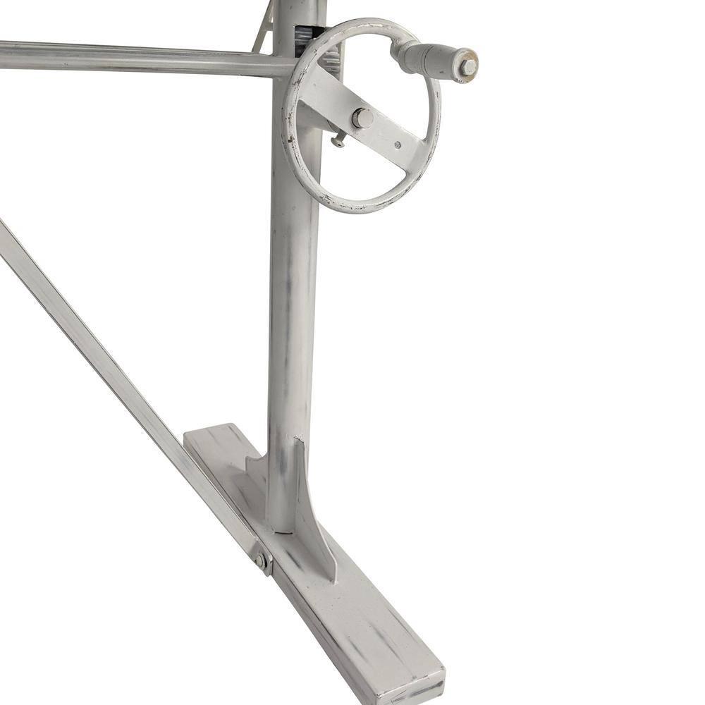 Carolina Living Brio Sit Or Stand Adjustable Desk Whitewash: Mango Wood Surface, Iron Frame, No Storage