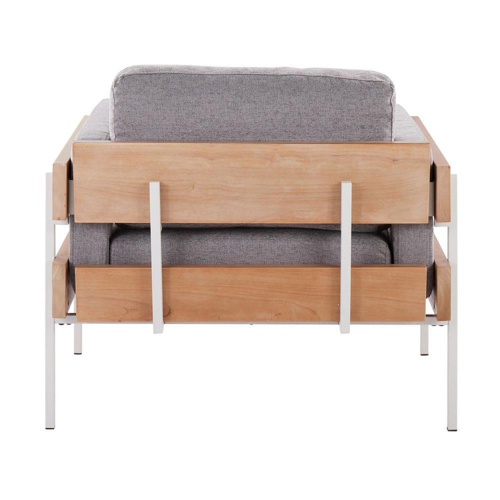 Kari Accent Chair White/Natural/Light Gray - LumiSource: Upholstered, Metal Frame, Removable Cushions