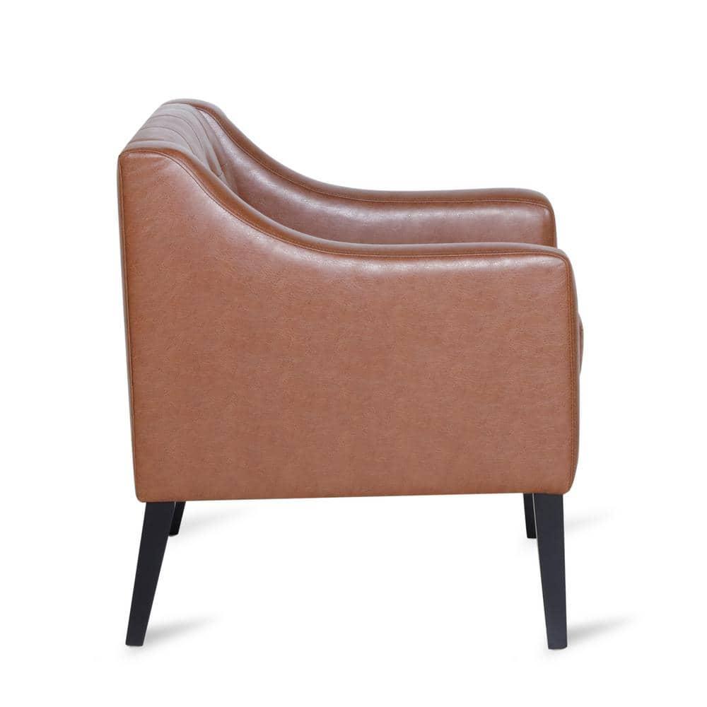 Noble House Annisa Faux Leather Club Chair, Cognac Brown and Espresso