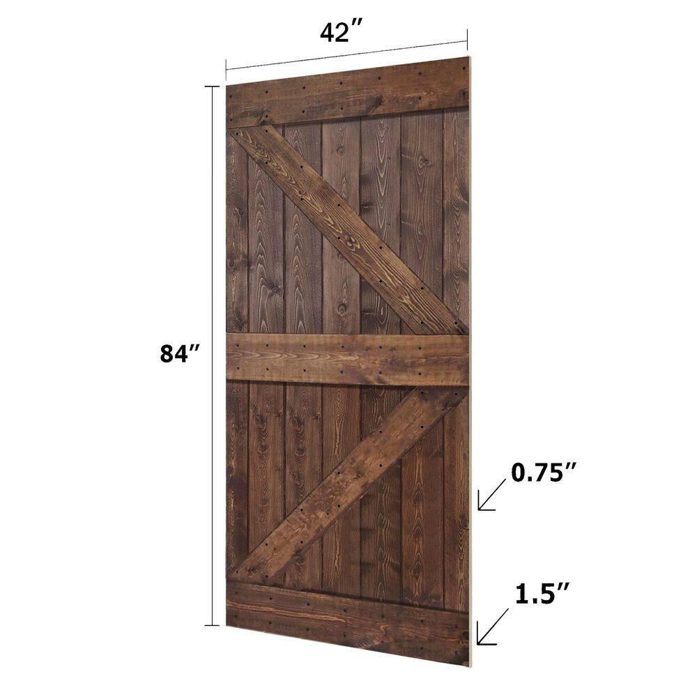 IsLife K Style Solid Wood Sliding Barn Door Without Hardware Kit (Door Slab Only) - Assembly Needed