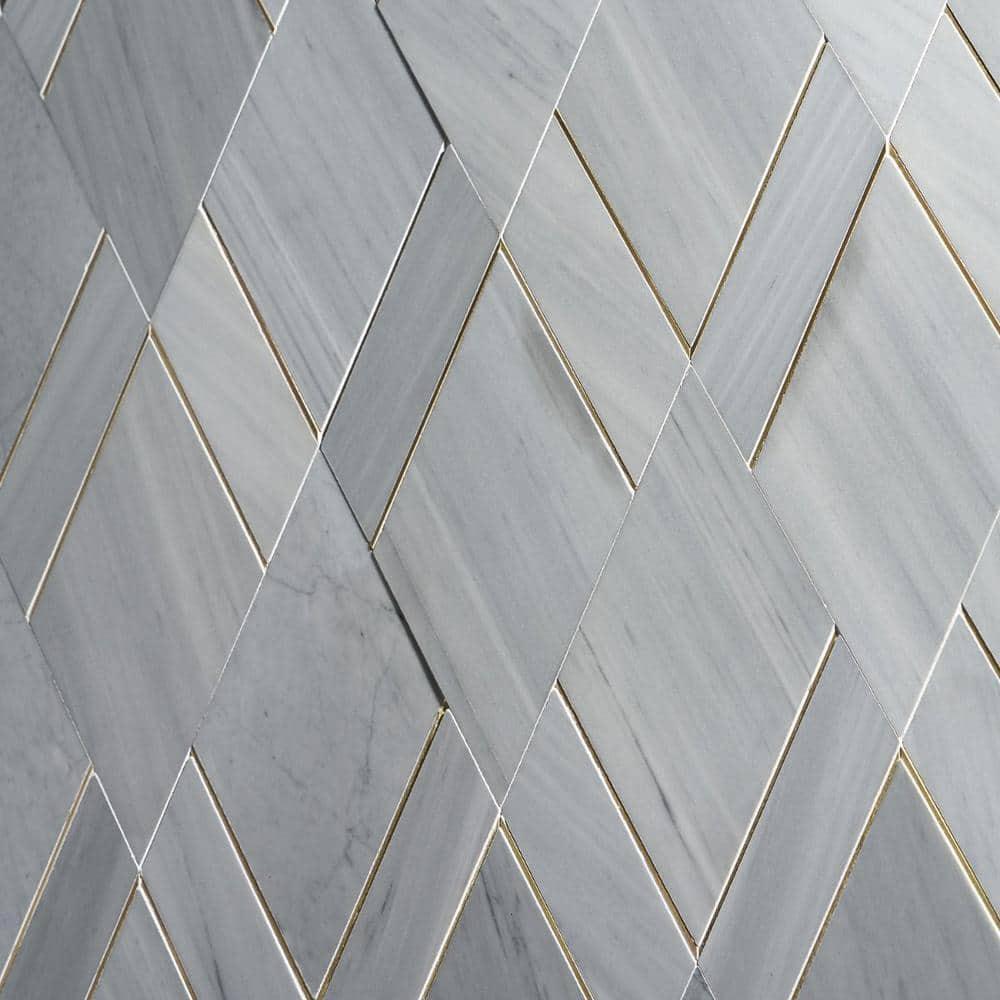 Mehko 11.81 in. x 14.96 in. Polished Marble and Brass Wall Tile