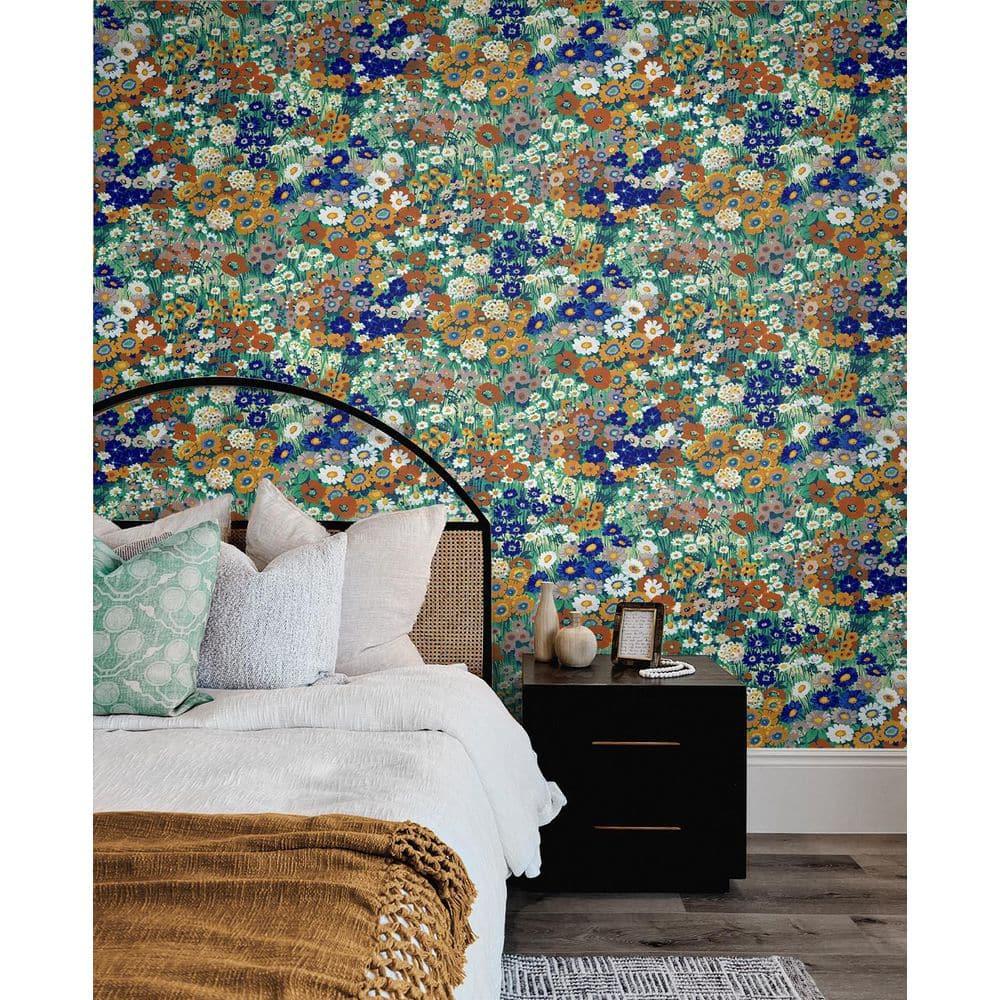 NextWall Floral Summer Glades & Terra Cotta Meadow Peel and Stick Wallpaper
