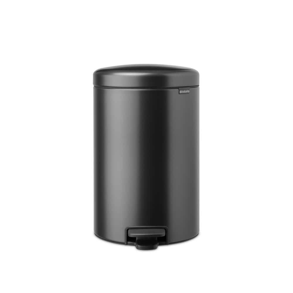 Confident Gray Polypropylene Round Step-On Trash Can, 5.3 Gallon