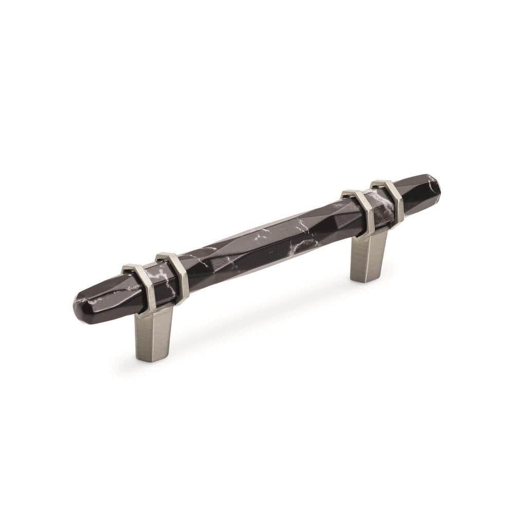 Amerock | Cabinet Pull | Marble Black/Satin Nickel | 3-3/4 inch (96 mm) Center-to-Center | Carrione | 1 Pack | Drawer Pull | Drawer Handle | Cabinet Hardware