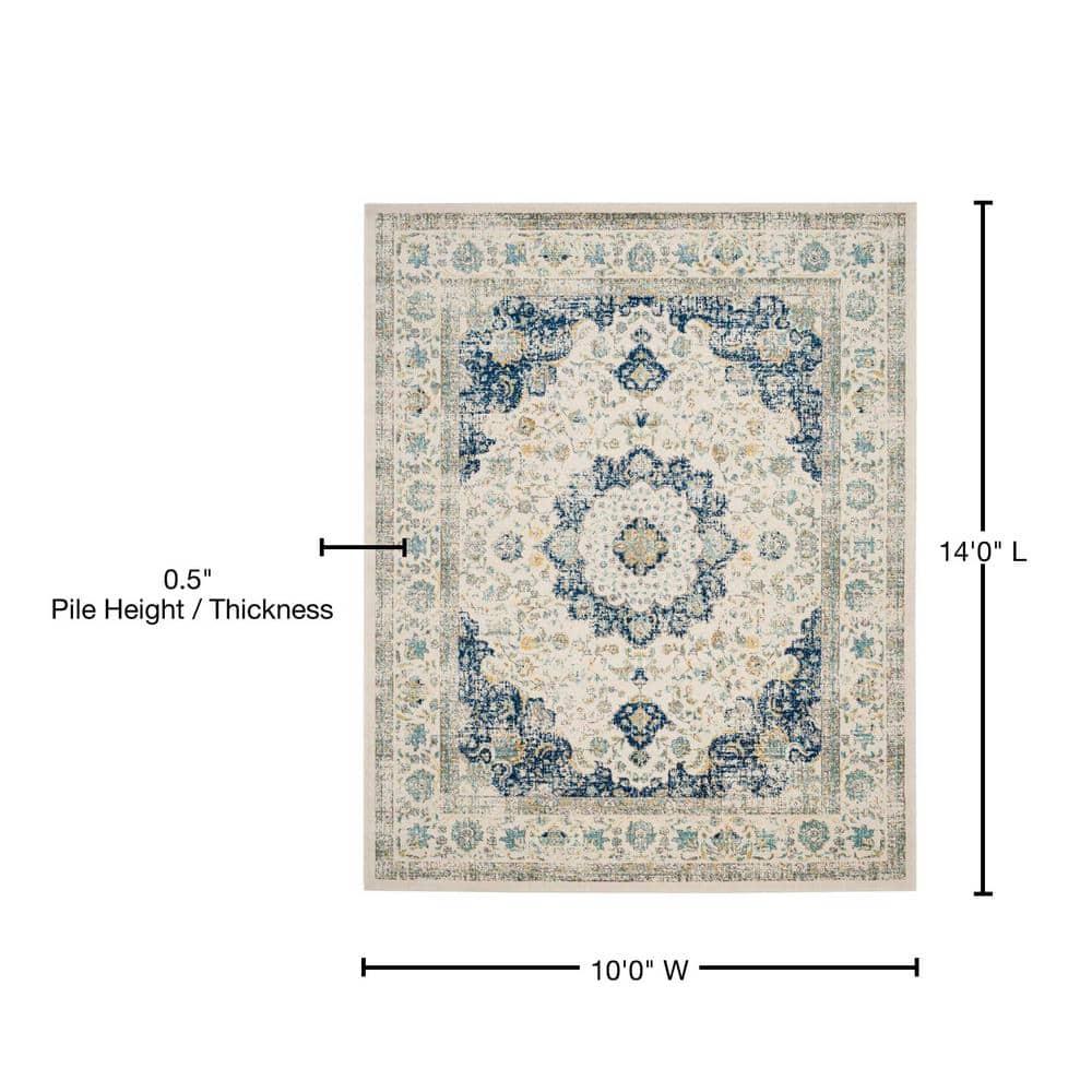 Evoke EVK220 Power Loomed Area Rug - Ivory/Blue - 10'x14' - Safavieh.