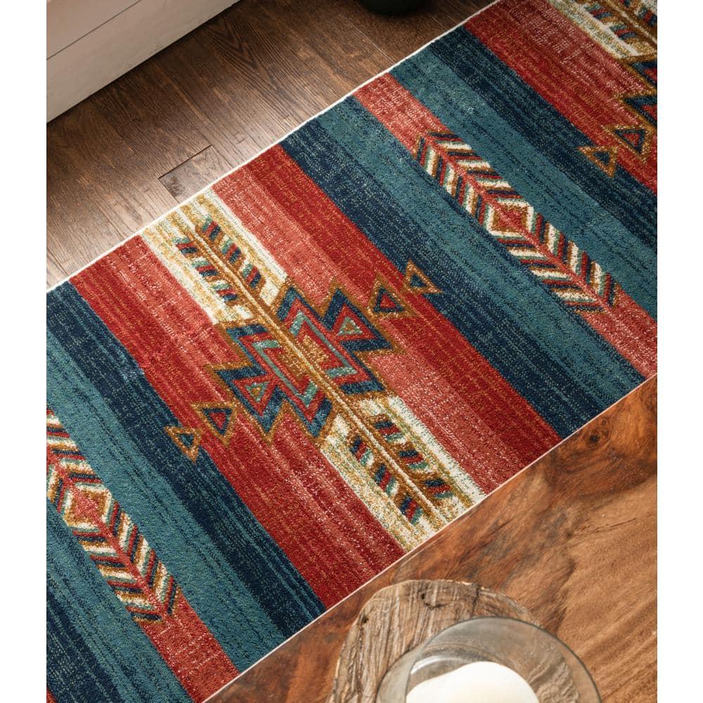 Union Rustic Crimson Southwestern Medallion Tribal Pattern Area Rug