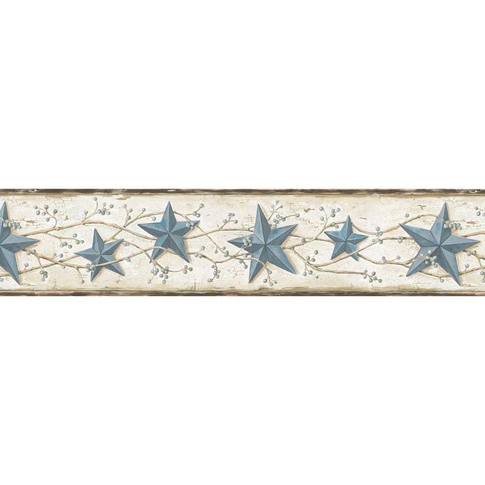 878788 Heritage Tin Star Wallpaper Border Blue CTR65366b